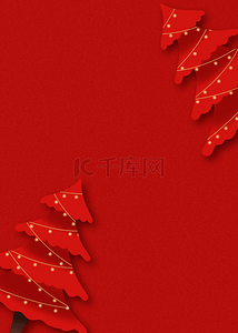 花纹背景卡通背景图片_圣诞节红色圣诞树卡通背景