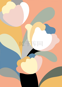 组合创意背景图片_抽象几何植物花卉背景