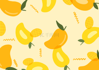 橙色水彩芒果水果背景