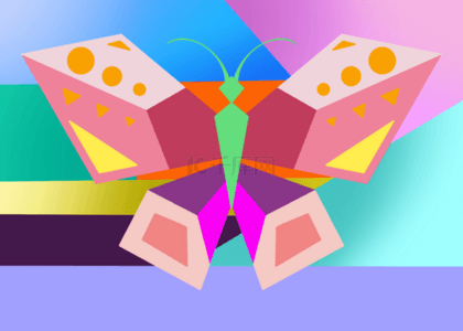 拼凑蝴蝶抽象背景几何艺术图形