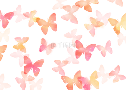 水彩蝴蝶粉色渐变背景