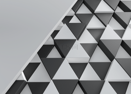 黑白色立体3d三角几何层次背景