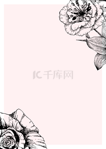 质感花卉背景图片_粉色质感花卉线条边框