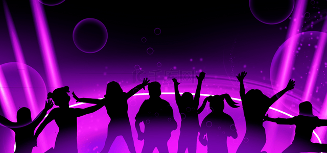 紫黑色光线光效舞蹈剪影背景