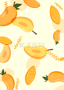 黄色水果背景背景图片_黄色水彩芒果水果背景