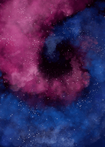 星云水彩背景图片_彩色水彩螺旋星云星系背景