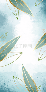 手机绿色背景背景图片_夏季金粉装饰叶子壁纸