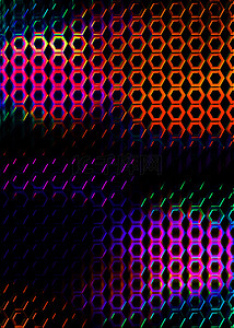 抽象蜂窝网格霓虹光效几何平铺背景