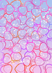 粉色的渐变色桃子图案堆叠效果背景