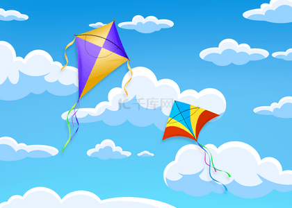 天空风筝背景图片_蓝色的天空风筝飞行背景