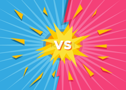 红蓝剪纸卡通风格vs背景