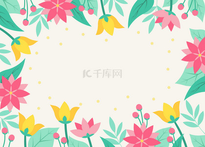 春天桌面背景背景图片_清雅自然粉黄绿色春天花卉背景