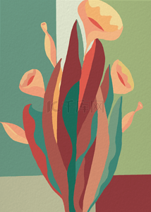 抽象几何花卉植物创意图形