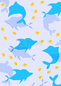 鱼抽象背景图片_抽象几何海洋动物背景