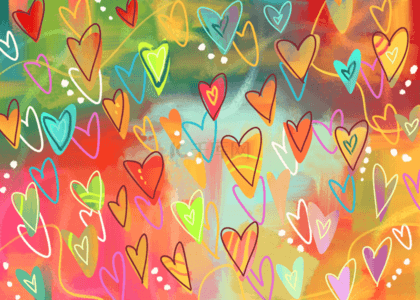 爱心抽象背景图片_彩色多层爱心抽象壁纸