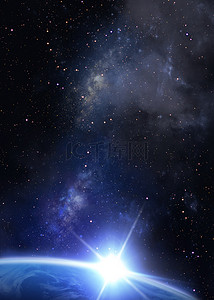 太阳梦幻背景图片_蓝色闪耀太阳银河宇宙背景