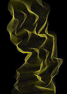 黑色主题金黄抽象波纹科技光线背景