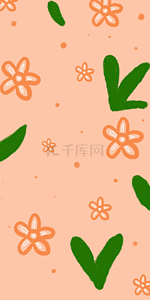 绿色叶子可爱的花朵手机壁纸背景