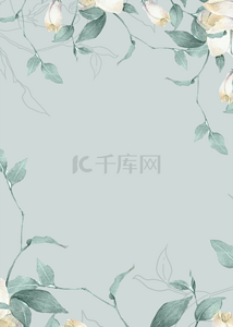 边框背景高端背景图片_浅蓝色高端花卉植物边框背景