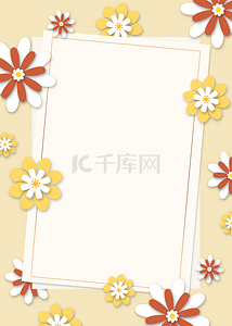 立体边框剪纸背景图片_手工艺花卉米色相纸背景