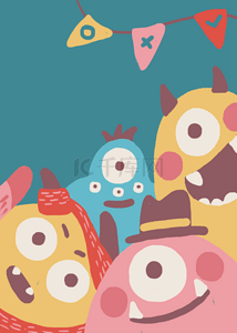 卡通可爱大眼睛怪兽背景