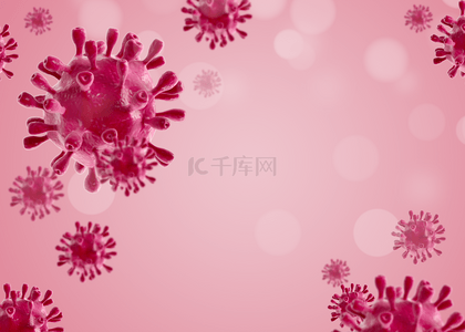 新型冠状病毒背景图片_粉色肺炎疫情悬浮新型冠状病毒背景