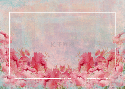 粉底红花油画花卉边框壁纸背景