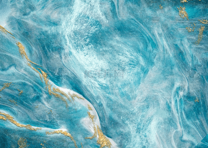 白色浪花蓝色流动海洋纹理抽象背景