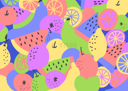 颜色多样的水果无缝隙抽象背景