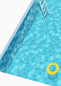 蓝色游泳圈背景图片_蓝色创意干净泳池背景