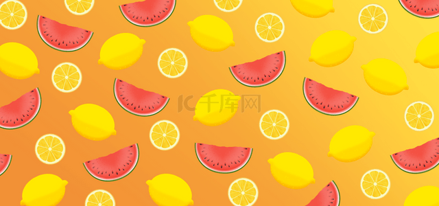 夏季水果手绘背景图片_夏季水果柠檬西瓜背景