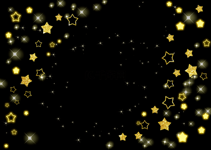金色星星闪亮黄色繁星闪烁星辰背景