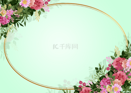 淡绿色圆形花卉背景图案