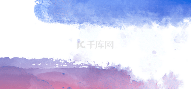 蓝色和紫色笔刷抽象水彩背景