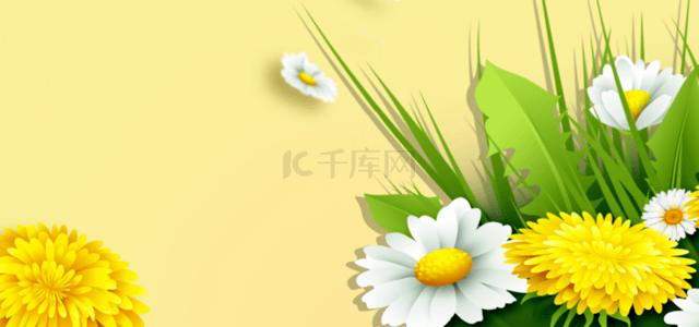 金色的边框背景图片_黄色蒲公英春天促销花朵背景