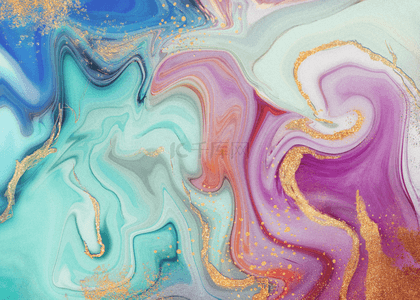 液态抽象背景图片_彩色金粉大理石抽象流动背景