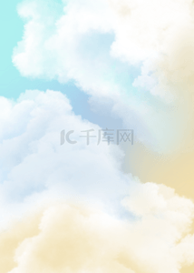云彩水彩背景图片_黄色蓝色云彩天空背景
