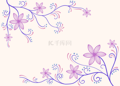 几何线条植物花卉紫色