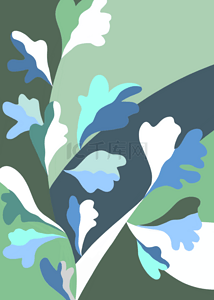 创意抽象植物背景图片_绿色蓝色创意抽象几何植物