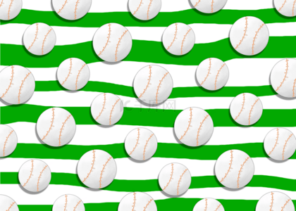 运动卡通背景图片_绿色线条卡通棒球无缝隙背景