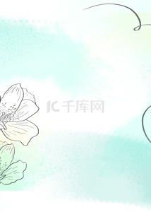 水彩笔刷背景图片_绿色浪漫水彩笔刷花卉背景