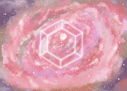 粉色水彩宇宙星空背景
