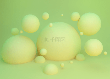 立体球背景图片_黄色3d立体球绿色背景