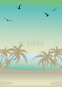 海滩渐变背景图片_绿色渐变海滩背景