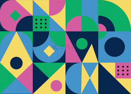 几何抽象彩色方形背景
