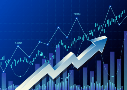 财政数据背景图片_蓝色商务基金箭头股市背景