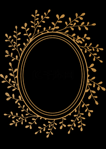 复古金色圆形边框背景图片_金色植物圆形边框背景