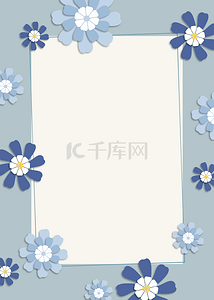立体花卉背景背景图片_立体花卉相纸蓝色背景