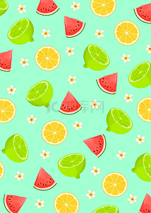夏季夏天大暑小暑卡通水果西瓜背景图片_青柠西瓜夏季水果背景