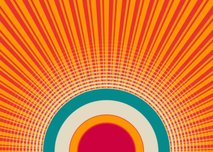 抽象太阳红色波纹50年代复古背景